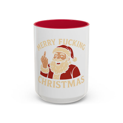 Irreverent Merry Christmas Mug — Funny Santa Middle Finger Coffee Cup (11oz & 15oz)
