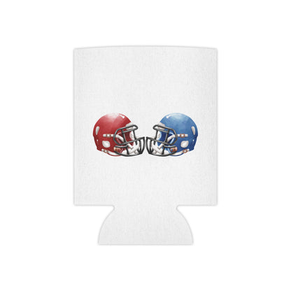 Football Helmet Can Cooler - Red vs Blue Rivalry Koozie