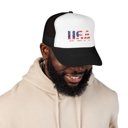 USA Flag Embroidered Foam Trucker Hat, Patriotic Cap, Red Mesh Hat, Summer Outdoor Gear, Festival Accessory, July 4th Gift - TRV