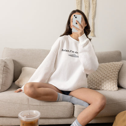 Relaxing UFO Driving Sweatshirt, Funny Gift for UFO Lovers, Unisex Crewneck Pullover, Casual Wear, Space Enthusiast Apparel