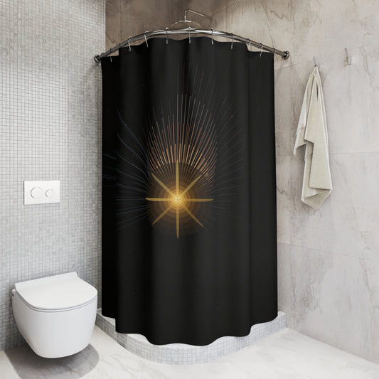 Radiant Starburst Shower Curtain | Black Gold Sunburst Bathroom Decor