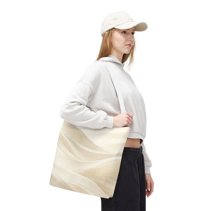 Cream Abstract Waves Tote Bag | Neutral Swirl Pattern