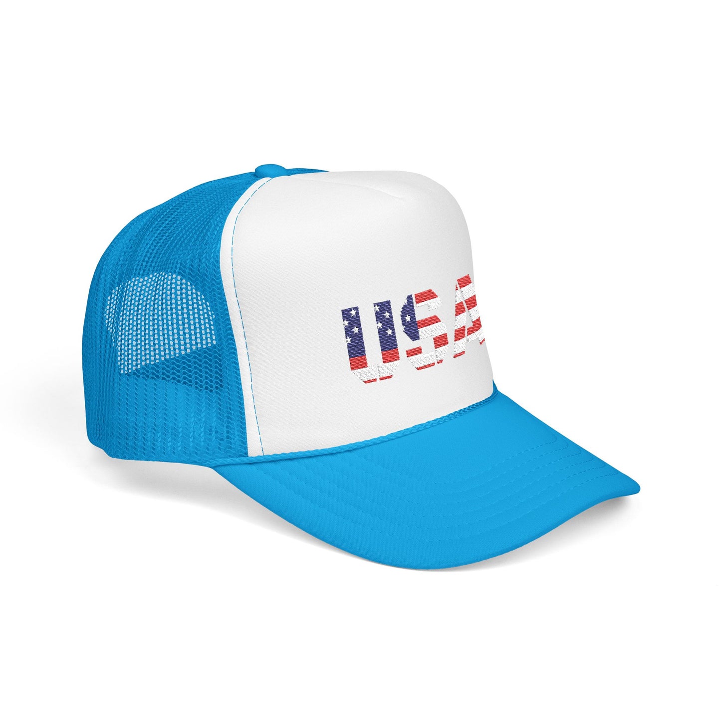 USA Flag Embroidered Foam Trucker Hat, Patriotic Cap, Red Mesh Hat, Summer Outdoor Gear, Festival Accessory, July 4th Gift - TRV