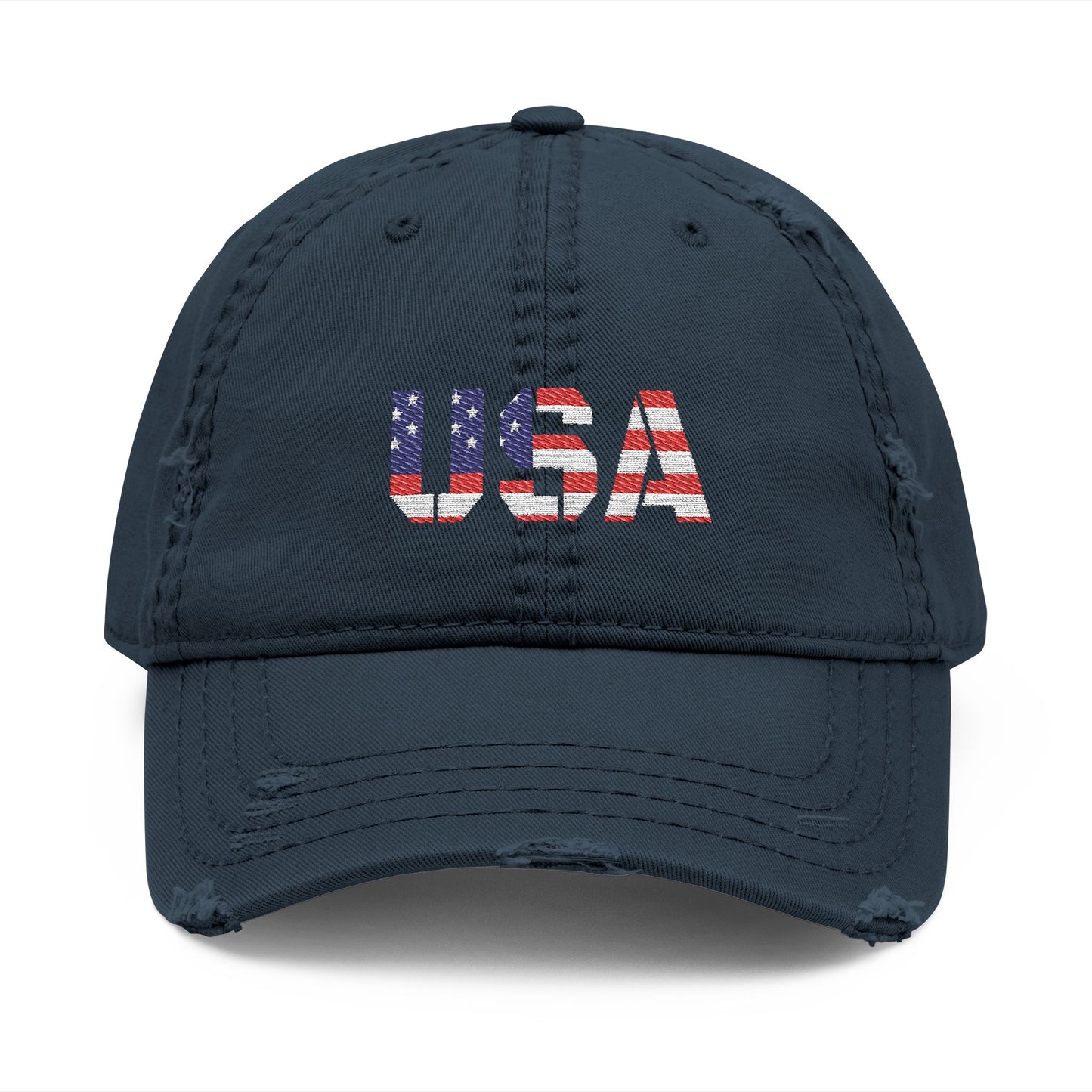 Embroidered Distressed Dad Hat, Vintage Style USA Casual Cap, Unisex Gift for Dad, USA Pride Hat for Holidays - TRV