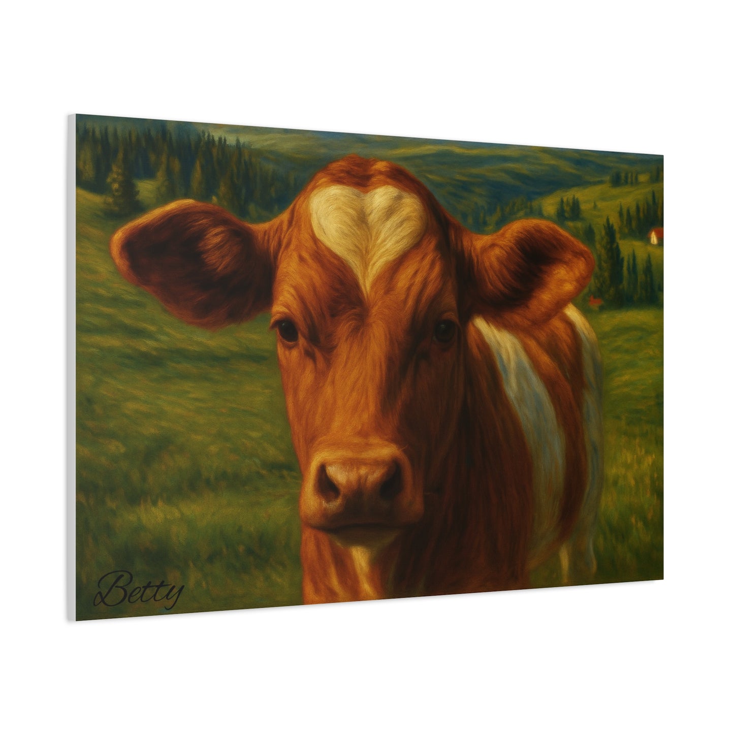 Cow Calf Portrait Canvas Print, Farm Animal Wall Art Decoration, Custom Matte Canvas Picture, Barnyard Animal Rustic Decor, Personalized - TRV