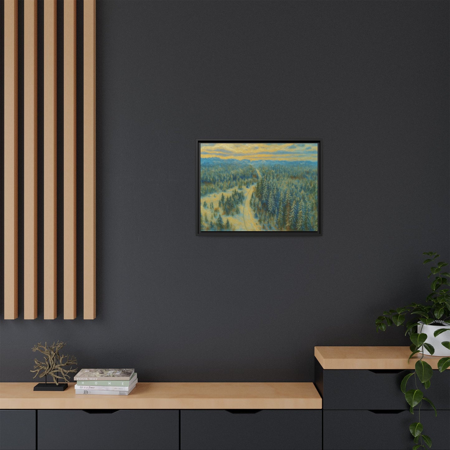 Framed Matte Canvas Art Print, Tranquil Forest Landscape, Home Decor for Nature Lovers, Wall Art for Living Room, Gift for Art Enthusiasts - TRV