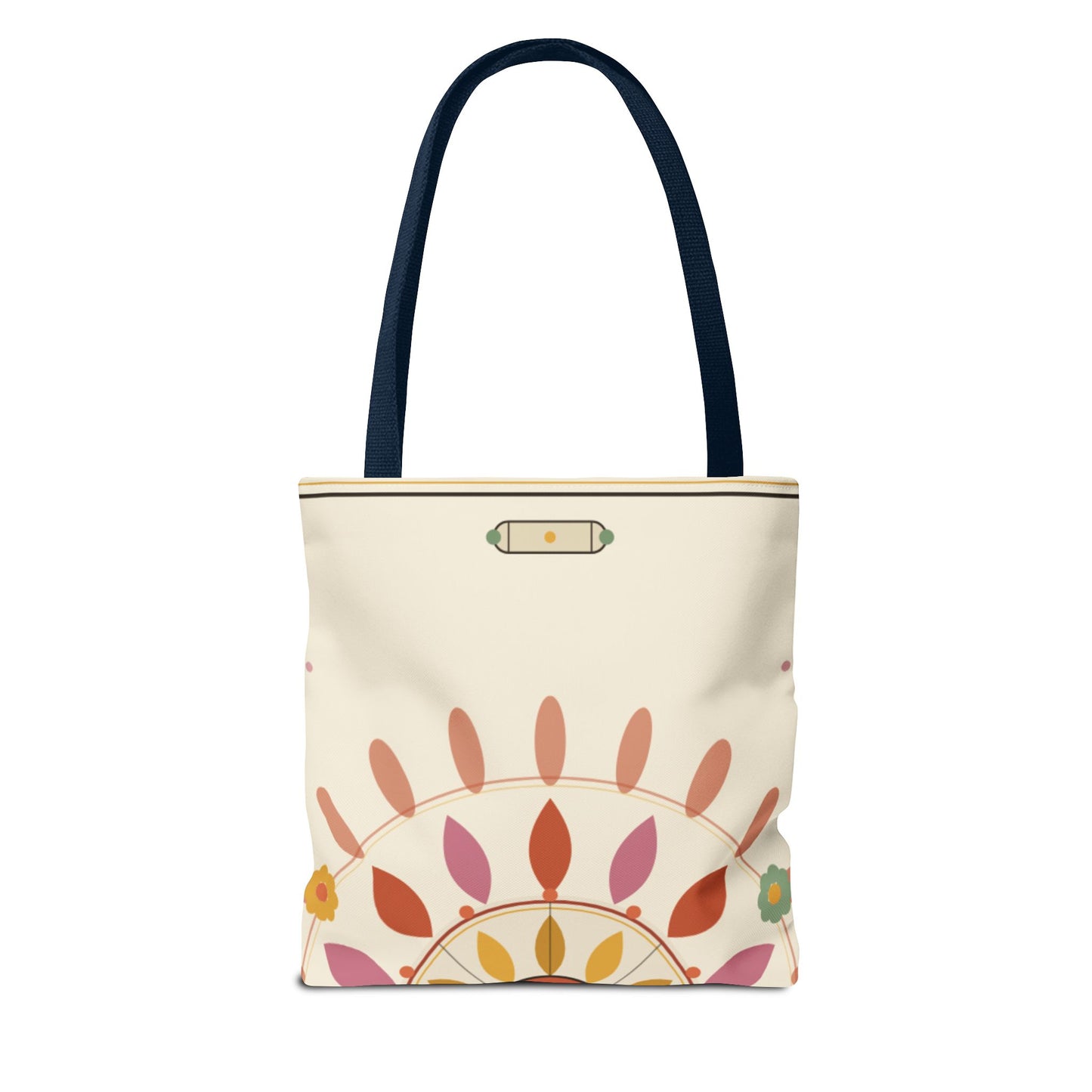 Boho Floral Mandala Tote Bag | Pastel Sunburst Pattern