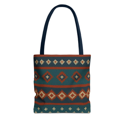 Southwestern Diamond Pattern Tote Bag | Aztec Tribal Geometric Print - TRV