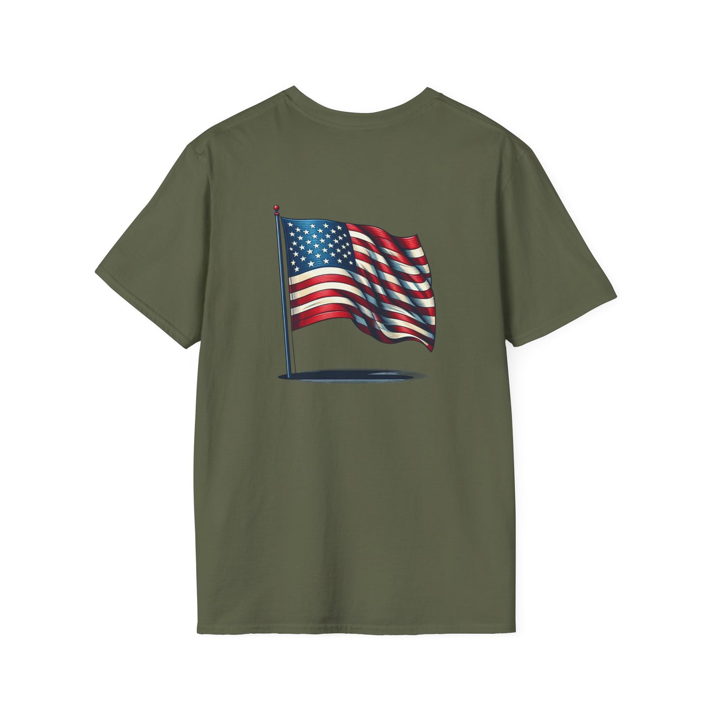 Patriotic Unisex Softstyle T-Shirt, American Flag Tee, USA Pride Shirt, Perfect for Independence Day, Casual Wear - TRV