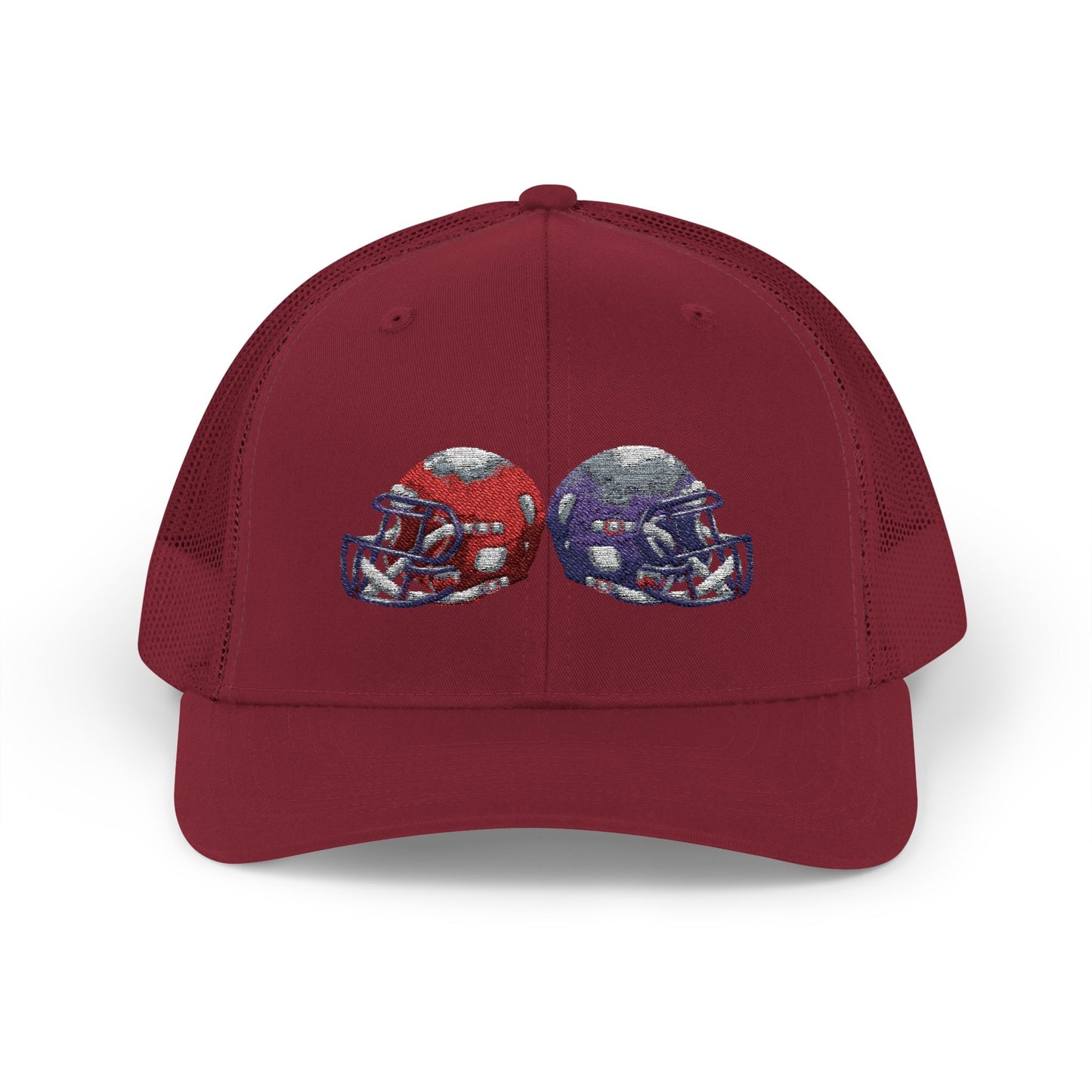 Sporty Snapback Trucker Cap with Football Helmets, Baseball Cap, Outdoor Activity Hat, Gift for Sports Fans, Team Spirit Wear - TRV