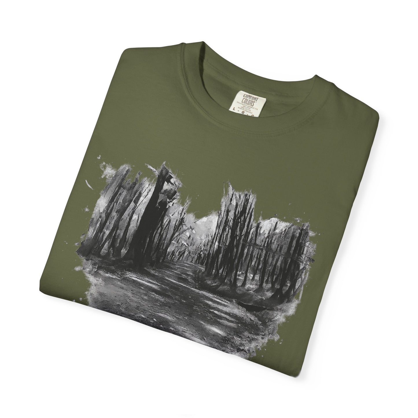 Artistic Forest Scene T-shirt | Nature Lover Gift, Outdoor Adventure Tee, Eco-Friendly Fashion, Vintage Inspired Clothing, Unisex Gift - TRV