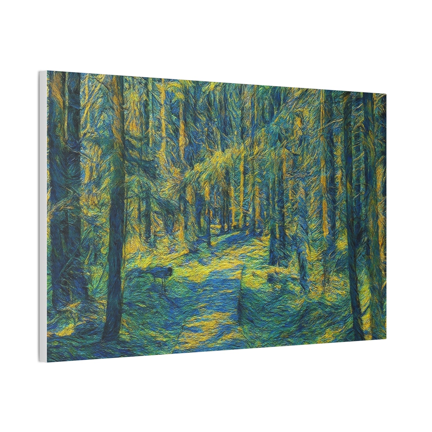 Sunlit Forest Path Canvas – Impressionist Woodland Wall Art