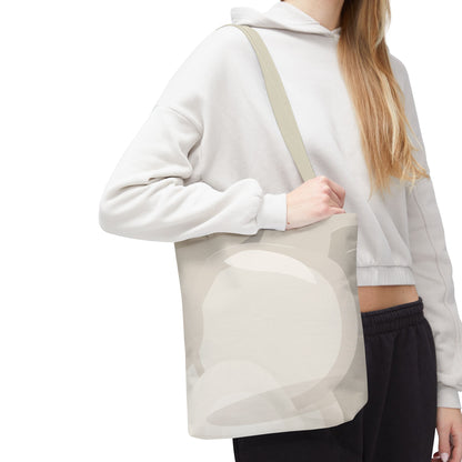 Neutral Abstract Circle Pattern Tote Bag | Minimal Beige AOP Canvas