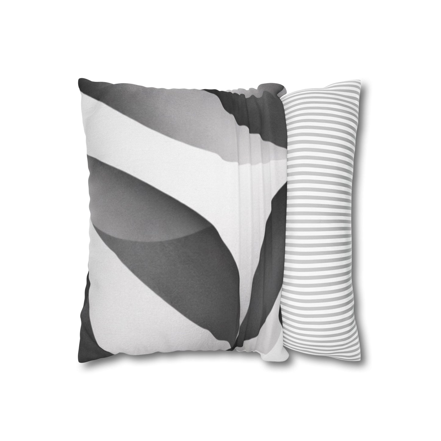 Abstract black and white wave design square pillowcase by Printify, ideal for modern home decor and stylish living spaces.