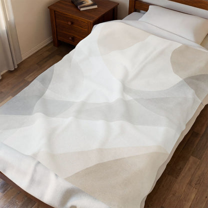 Neutral Abstract Shapes Velveteen Plush Blanket | Minimal Geometric Throw