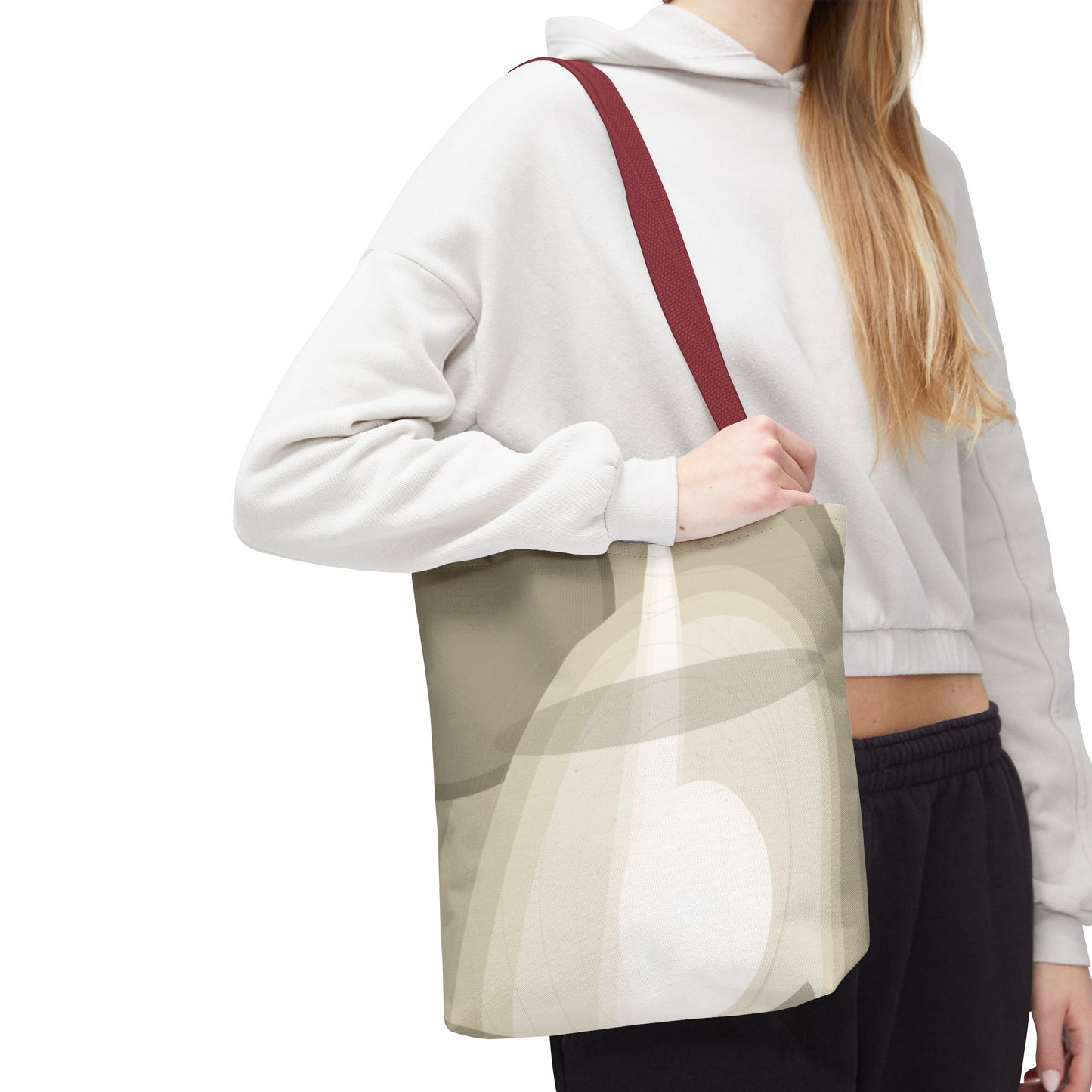 Neutral Abstract Light Beam Tote Bag | Minimalist Geometric Pattern