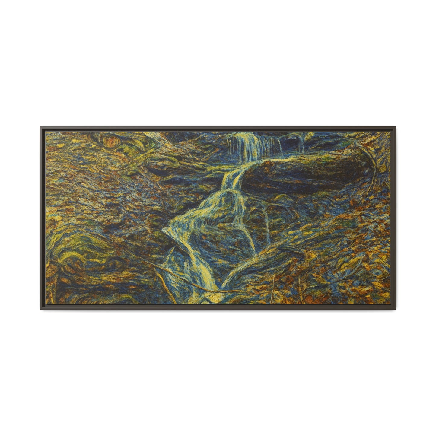 Van Gogh Style Framed Matte Canvas Art Print - Nature-Inspired Wall Decor, Abstract Waterfall Artwork, Home Office Decoration - TRV