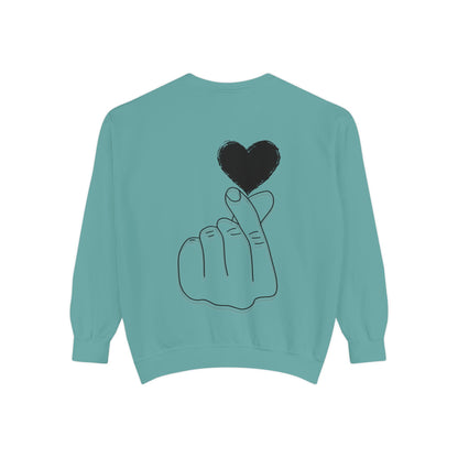 Unisex Garment-Dyed Sweatshirt with Heart Design - Cozy & Stylish