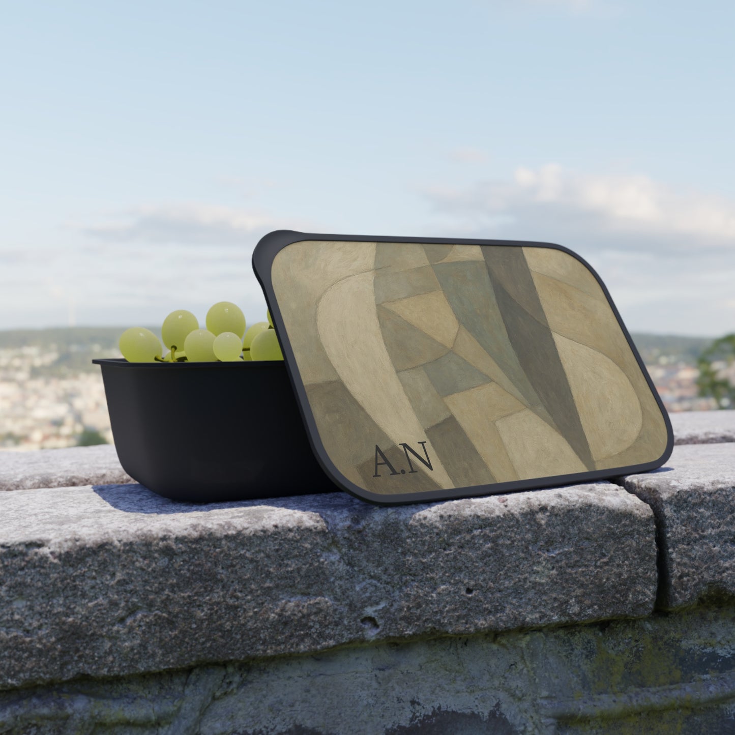 Abstract Geometric Pattern Bento Box | PLA Lunchbox with Band and Utensils