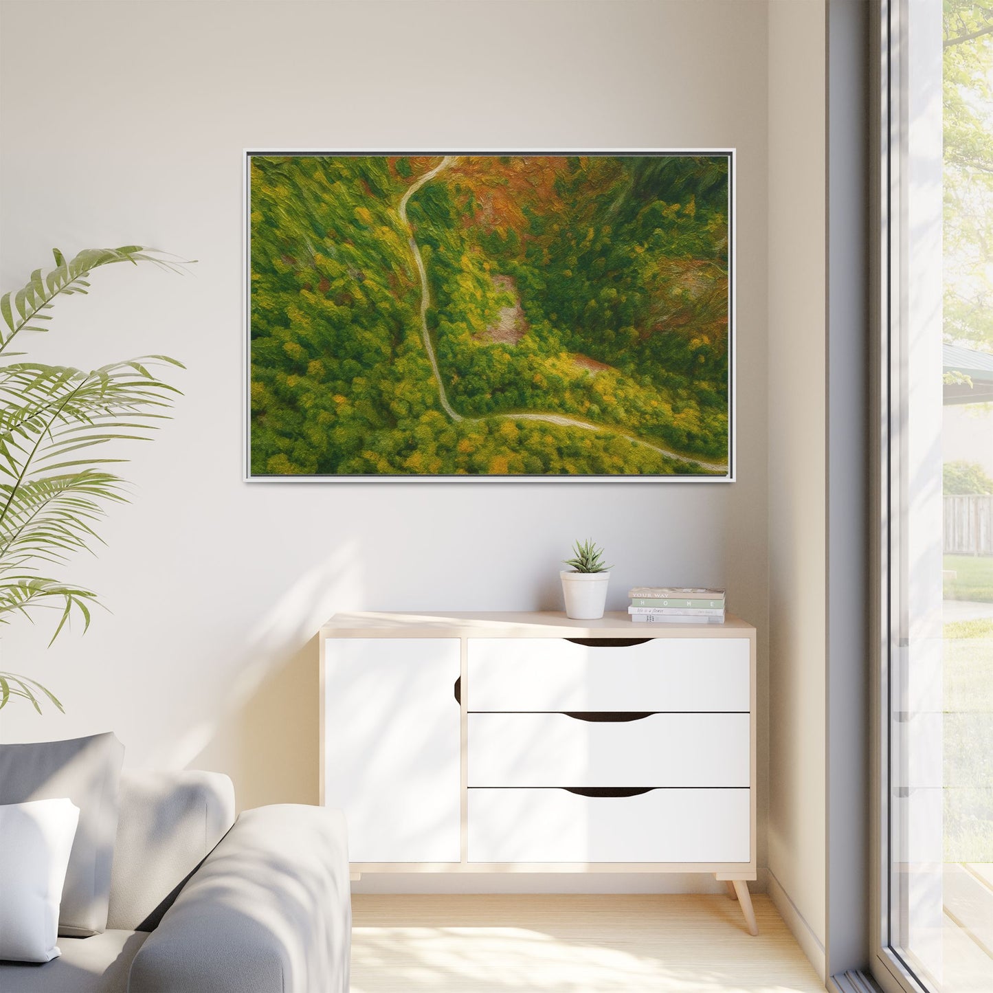 Framed Nature Canvas Art Print, Vibrant Forest Wall Decor, Abstract Landscape Artwork, Home Decoration, Gift for Nature Lovers - TRV