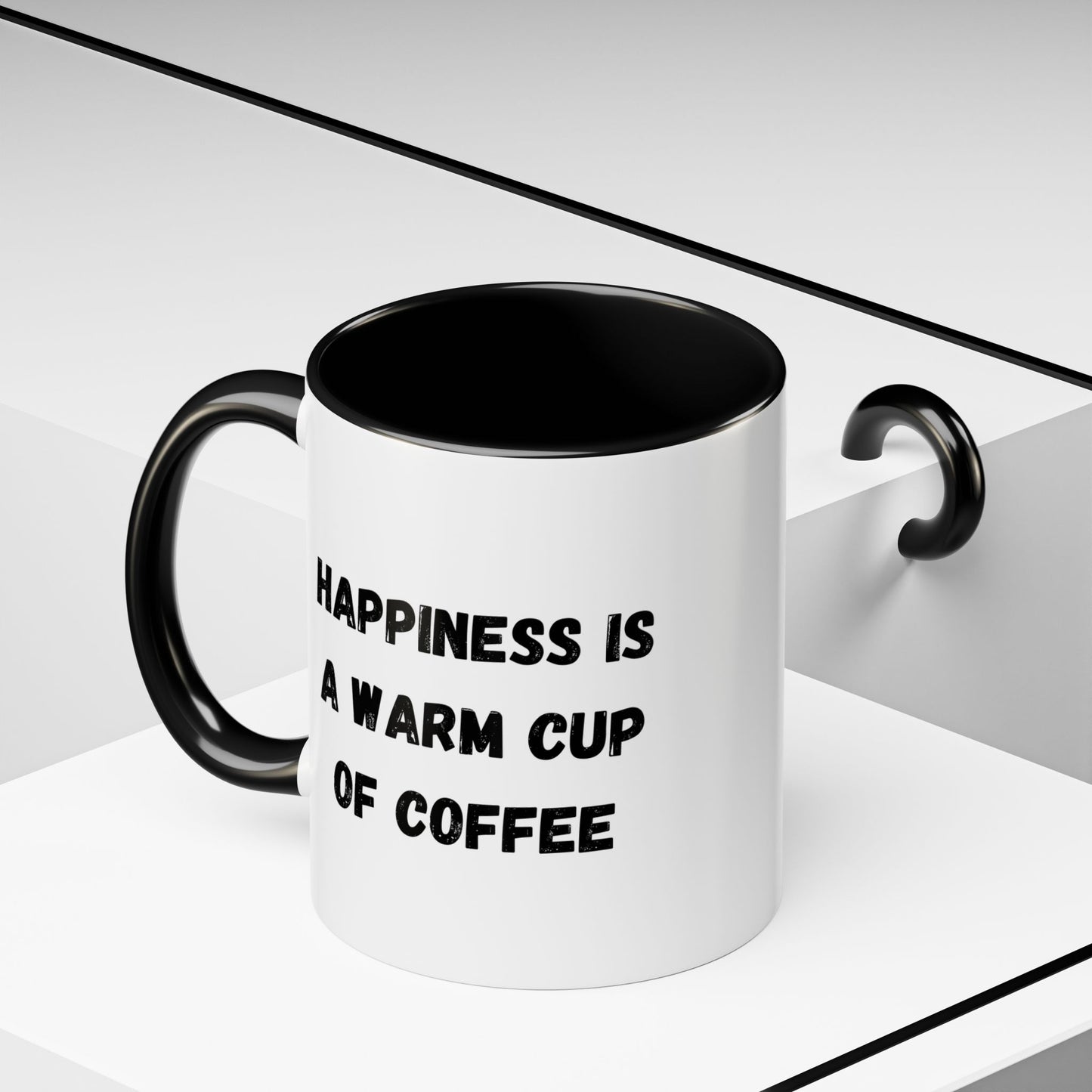 Coffee Mug — “Happiness Is A Warm Cup Of Coffee” Accent Ceramic Mug (11/15 oz)