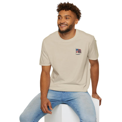 Patriotic Unisex Softstyle T-Shirt, American Flag Tee, USA Pride Shirt, Perfect for Independence Day, Casual Wear - TRV