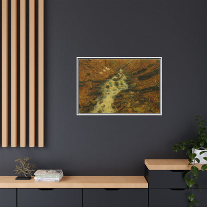 Serene Abstract Nature Canvas Art, Framed Wall Decor, Rustic Home Accent, Earthy Tone Artwork, Tranquil River Scene - TRV