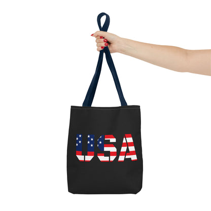 Patriotic USA Print Tote Bag, Reusable Shopping Bag, 4th of July Gift, Summer Carryall, American Flag Style - TRV