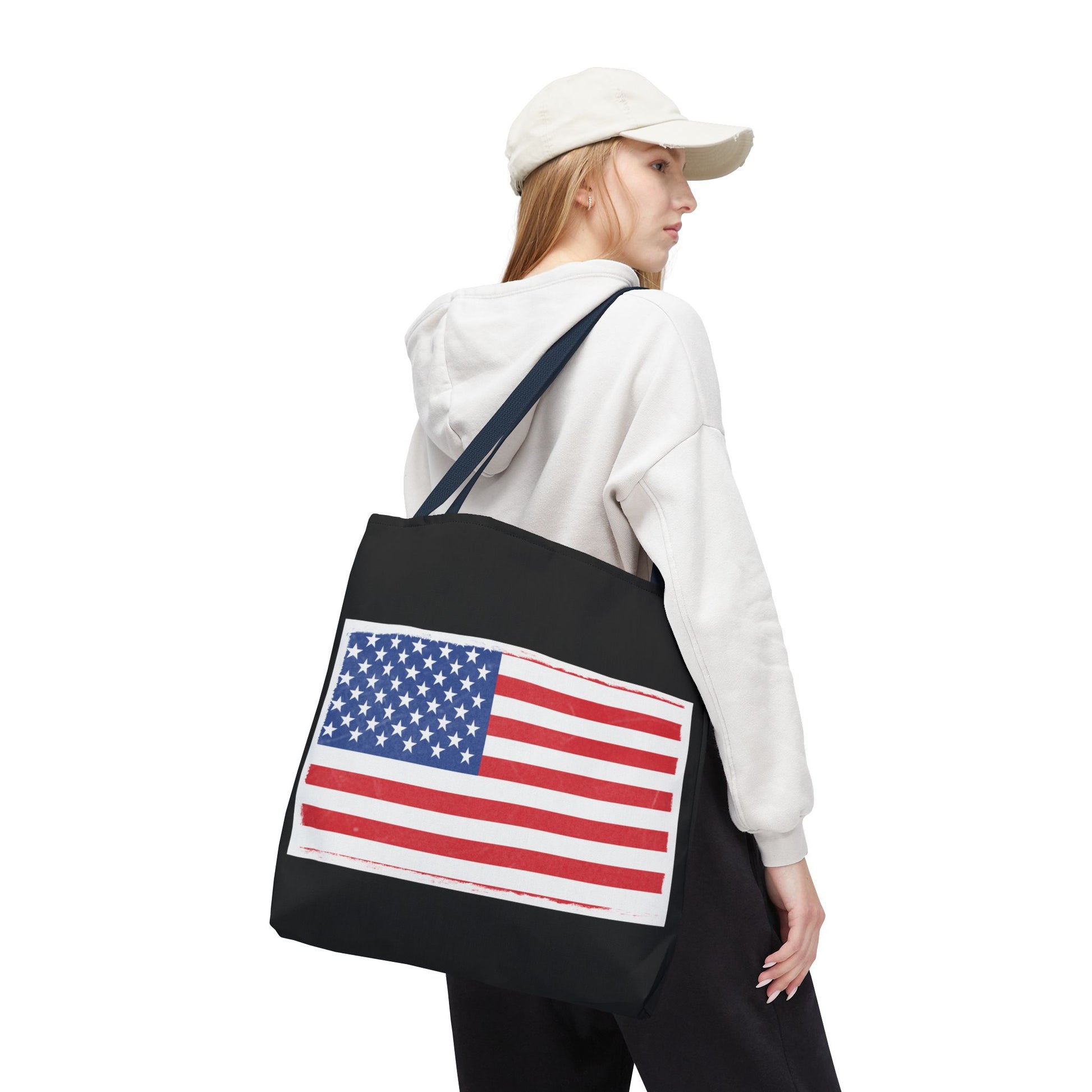 Patriotic Tote Bag, American Flag Carryall, Beach Bag, Reusable Shopping Tote, Independence Day Gift - TRV