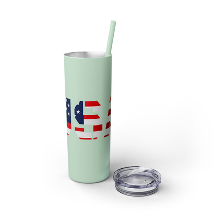Skinny Tumbler — USA Flag 20oz Straw Tumbler (Patriotic Travel Cup)