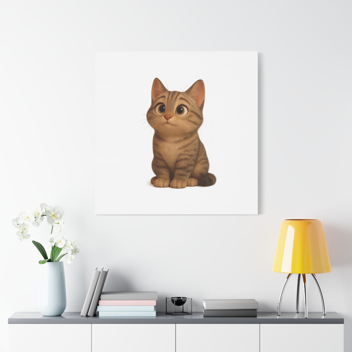 Adorable Cat Canvas Art, Cute Cat Wall Decor, Pet Lover Gift, Nursery Wall Art, Animal Print, Modern Home Decor - TRV