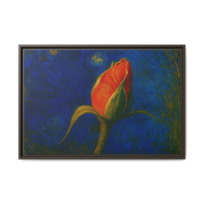 Red Rose Bud Painting Canvas Framed | Matte Wall Art - TRV
