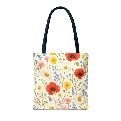 Wildflower Poppy Print Tote Bag | Floral All-Over Pattern