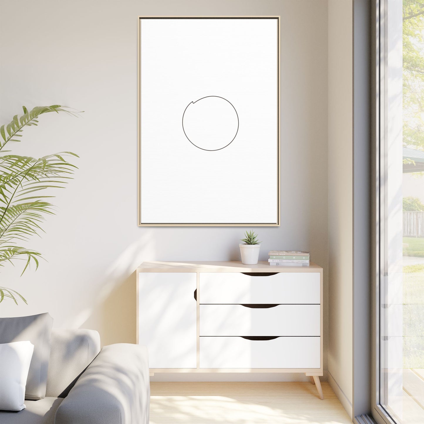 Minimal Circle Line Matte Canvas Framed | Modern Abstract Wall Art