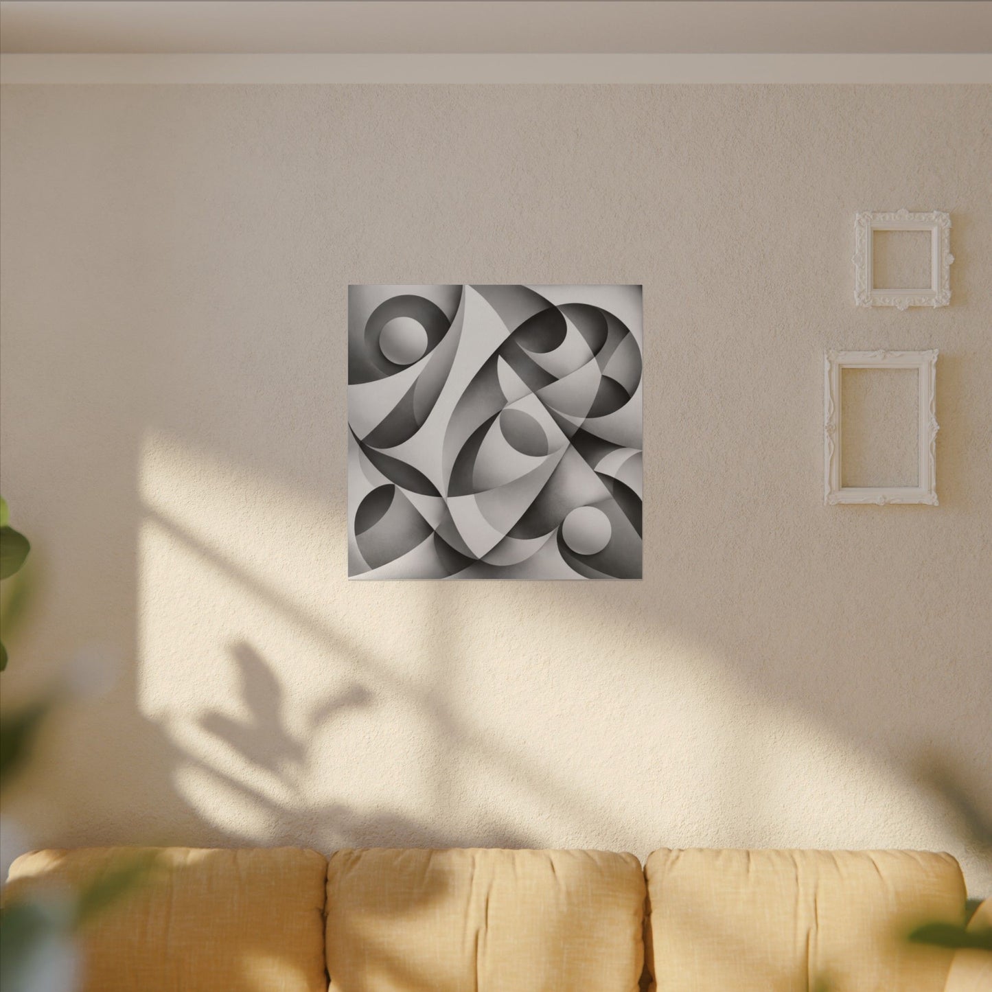 Monochrome Abstract Geometric Art Matte Canvas