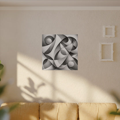 Monochrome Abstract Geometric Art Matte Canvas