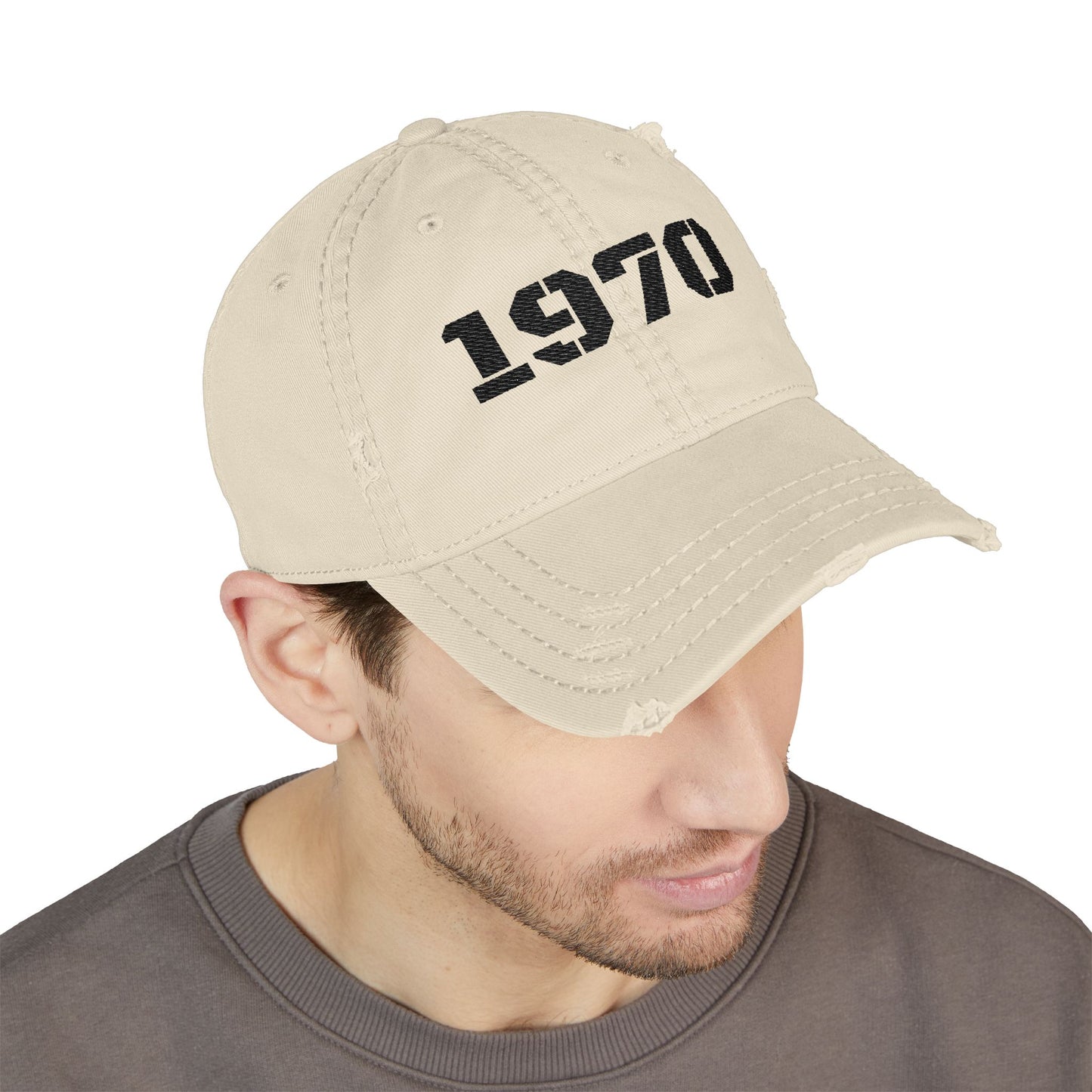 Vintage Distressed Dad Hat with 1970 Embroidery | Casual Summer Accessory, Birthday Gift, Unisex Fashion Cap, Relaxed Style - TRV