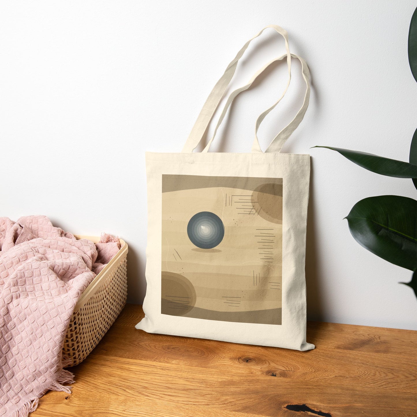 Minimalist Orb Abstract Tote Bag | Geometric Earth Tone Art