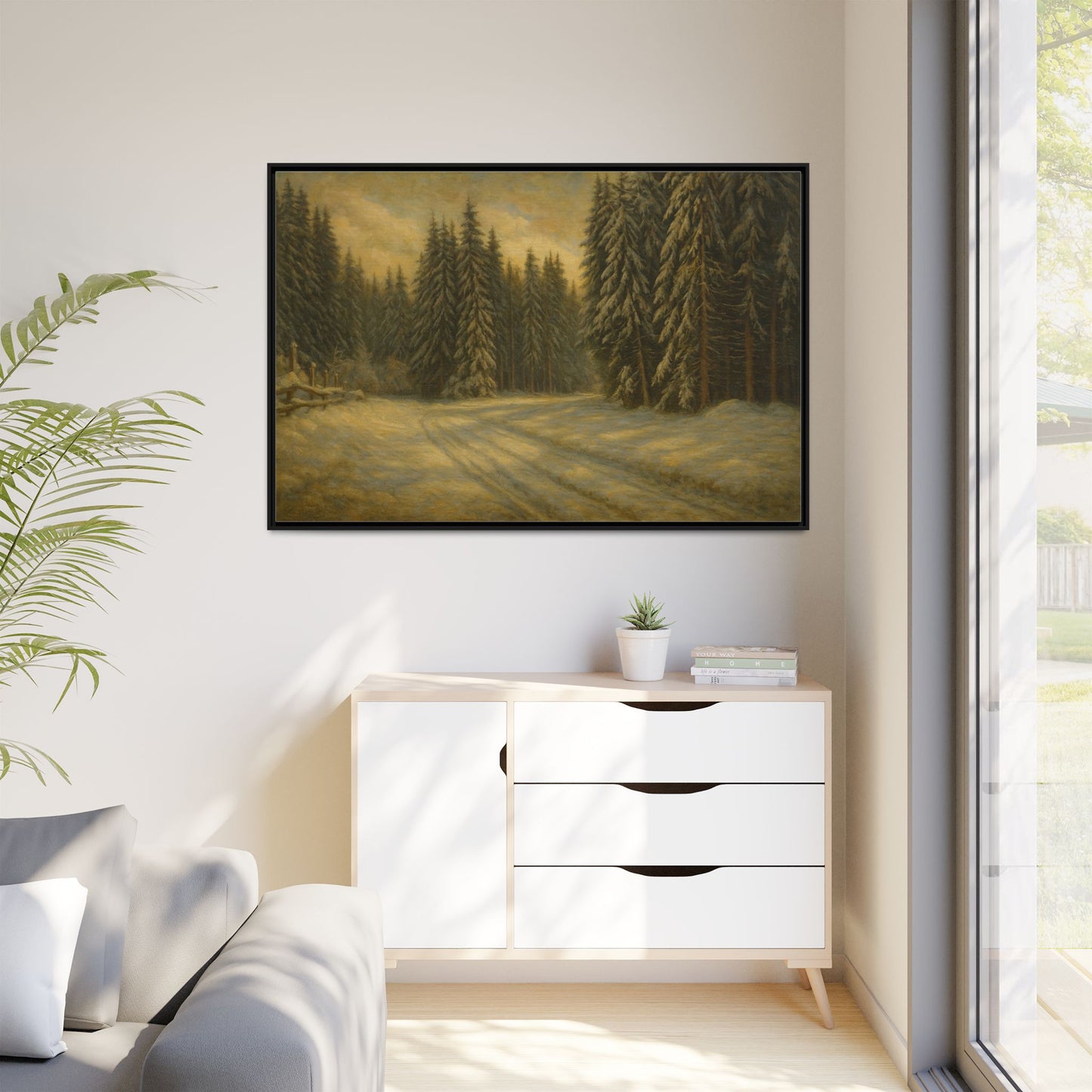 Framed Matte Canvas Wall Art - Serene Forest Landscape, Living Room Decor, Nature Print, Home Aesthetic, Gift for Nature Lovers, Wall [...] - TRV