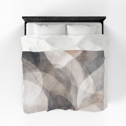 Neutral Abstract Watercolor Blanket | Modern Geometric Waves Throw