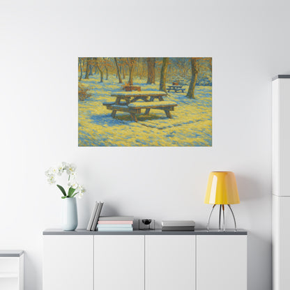 Winter Picnic Canvas Art Print, Cozy Home Decor, Seasonal Wall Art, Nature-Inspired Artwork, Perfect for Holidays - TRV