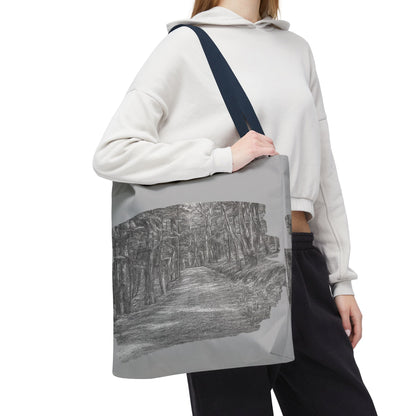 Scenic Path Tote Bag, Reversible Tote, Eco-Friendly Shopper, Outdoor Adventure Bag, Gift for Nature Lovers, Stylish Carryall - TRV