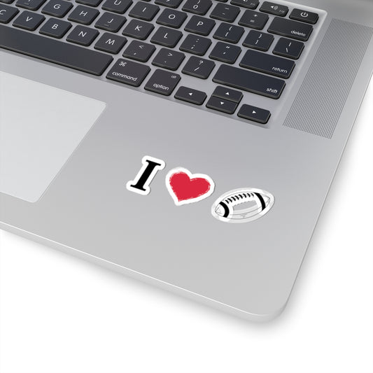 I  Football Kiss-Cut Sticker — Glossy Game-Day Laptop & Water Bottle Decal