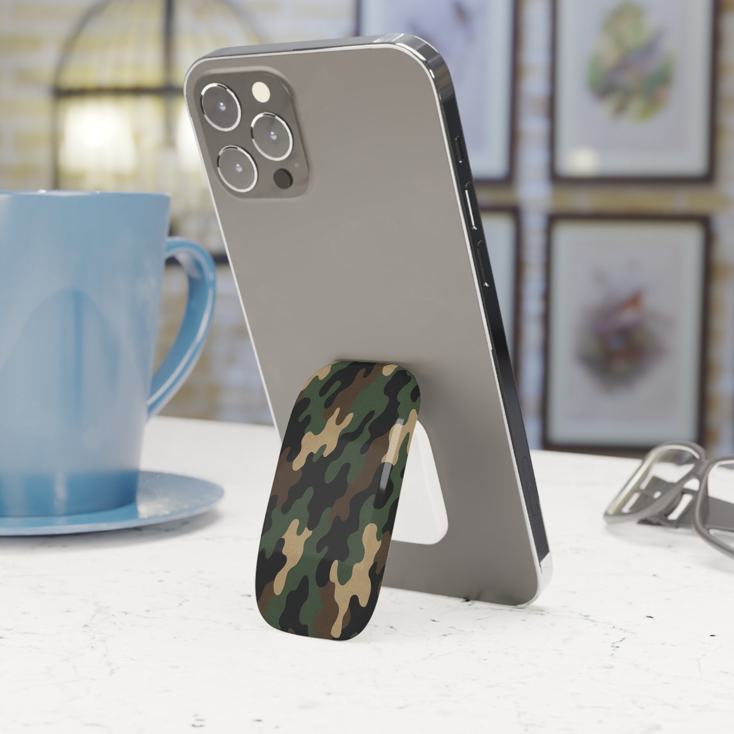 Camouflage Phone Grip Stand, Smartphone Holder, Mobile Accessory, Unique Gift for Tech Lovers, Adjustable Click-On Grip - TRV