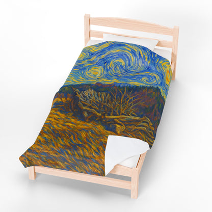 Starry Night Velveteen Plush Blanket, Cozy Throw Blanket for Home Decor, Gift for Art Lovers, Perfect for Christmas or Home Warmth - TRV