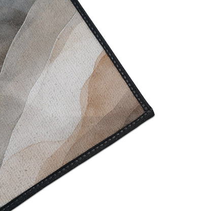 Neutral Watercolor Landscape Heavy Duty Floor Mat | Abstract Earth Tones Rug