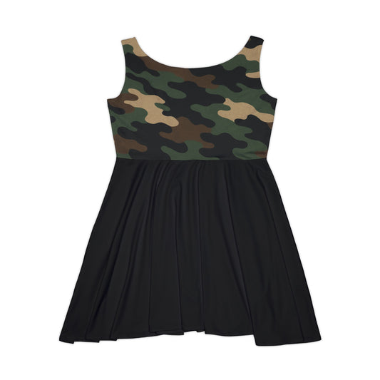 Camo Print Women's Skater Dress, Trendy Summer Dress, Casual Day Out, Spring Fashion, Perfect for Parties, Outdoor Events, Weekend Wear - TRV
