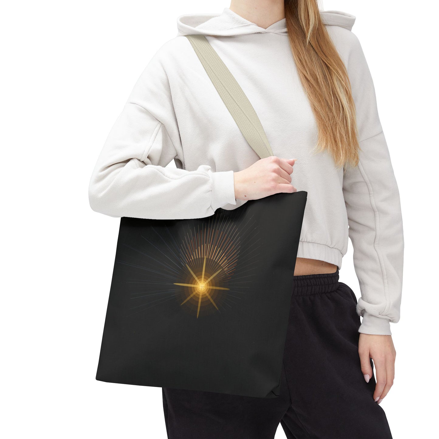 Radiant Starburst Tote Bag | Golden Light Celestial Design - TRV
