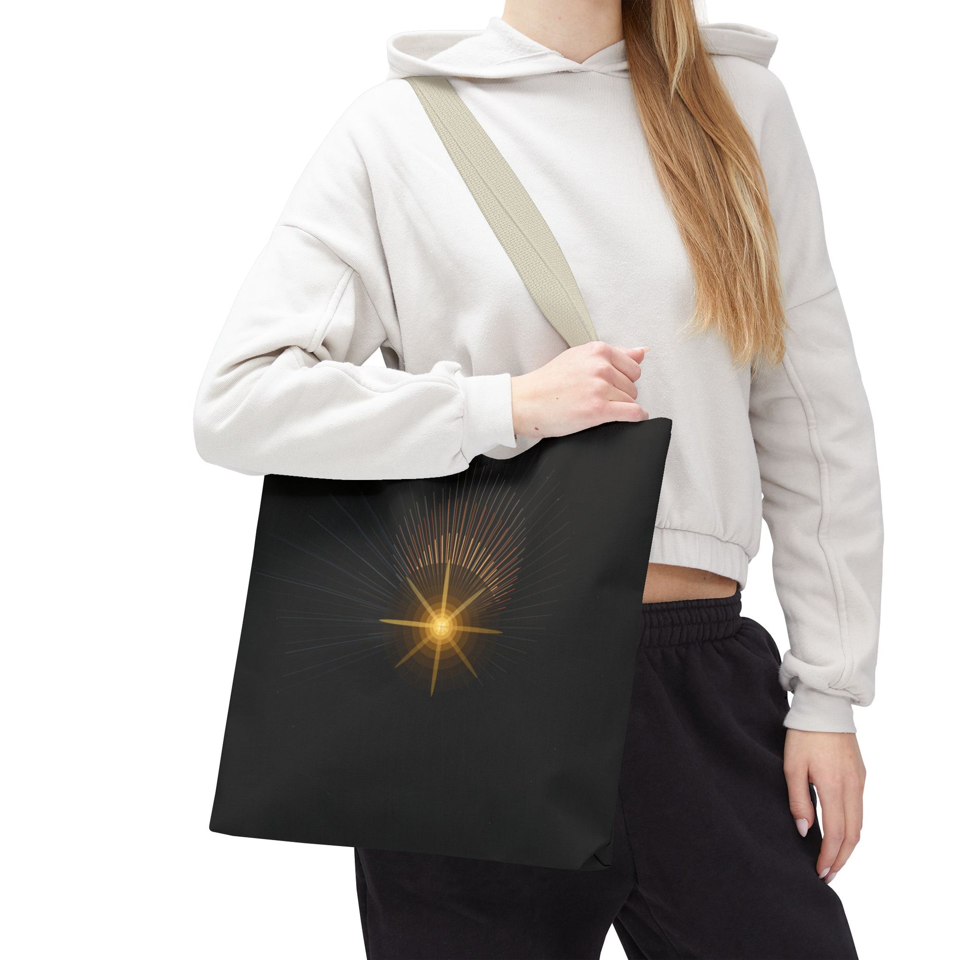 Radiant Starburst Tote Bag | Golden Light Celestial Design - TRV