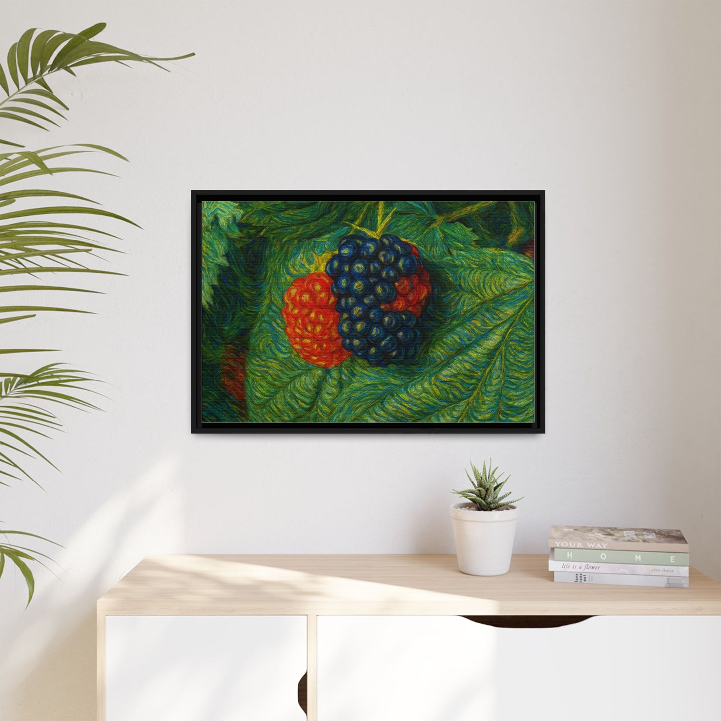 Van Gogh Style Blackberry Canvas Art, Framed Wall Decor, Botanical Print, Summer Home Decor, Gift for Garden Lovers - TRV
